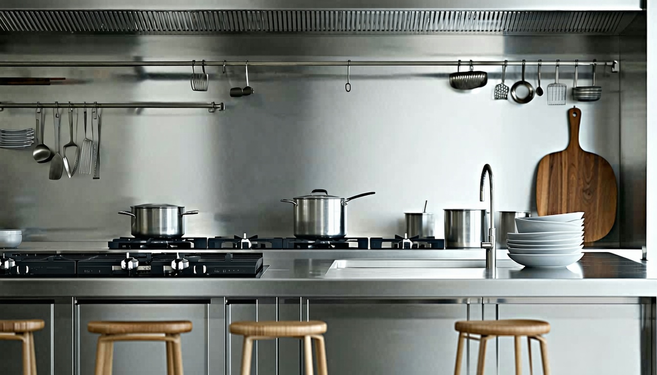 Stainless Steel CountertopsStainless steel is a staple in commercial kitchens for good reason its heat resistant stain resistant and sanitaryIt scratches and shows fingerprints but some homeowners like the livedin look Great for seamless integration-2