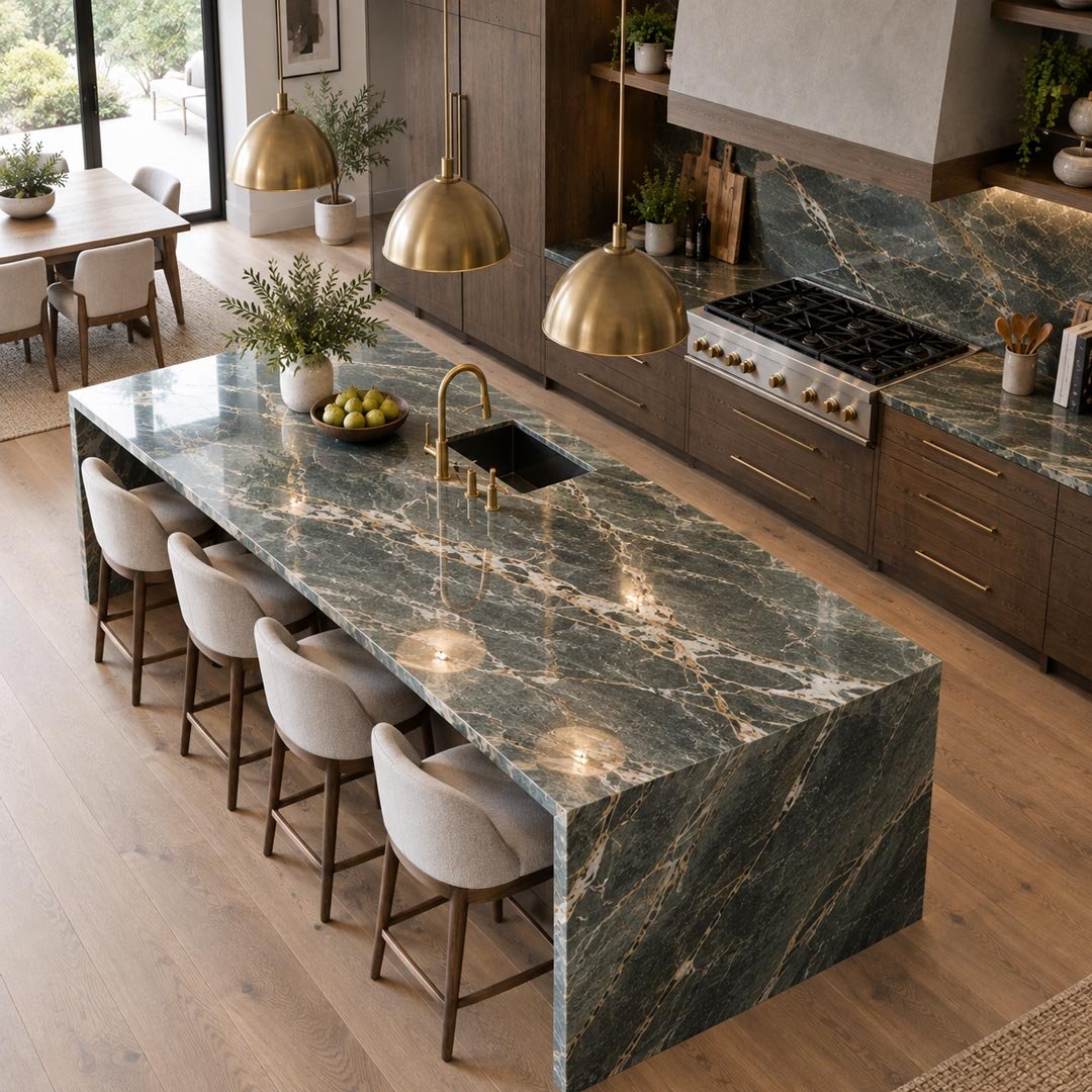 Waterfall Island Countertop - Granite Guy