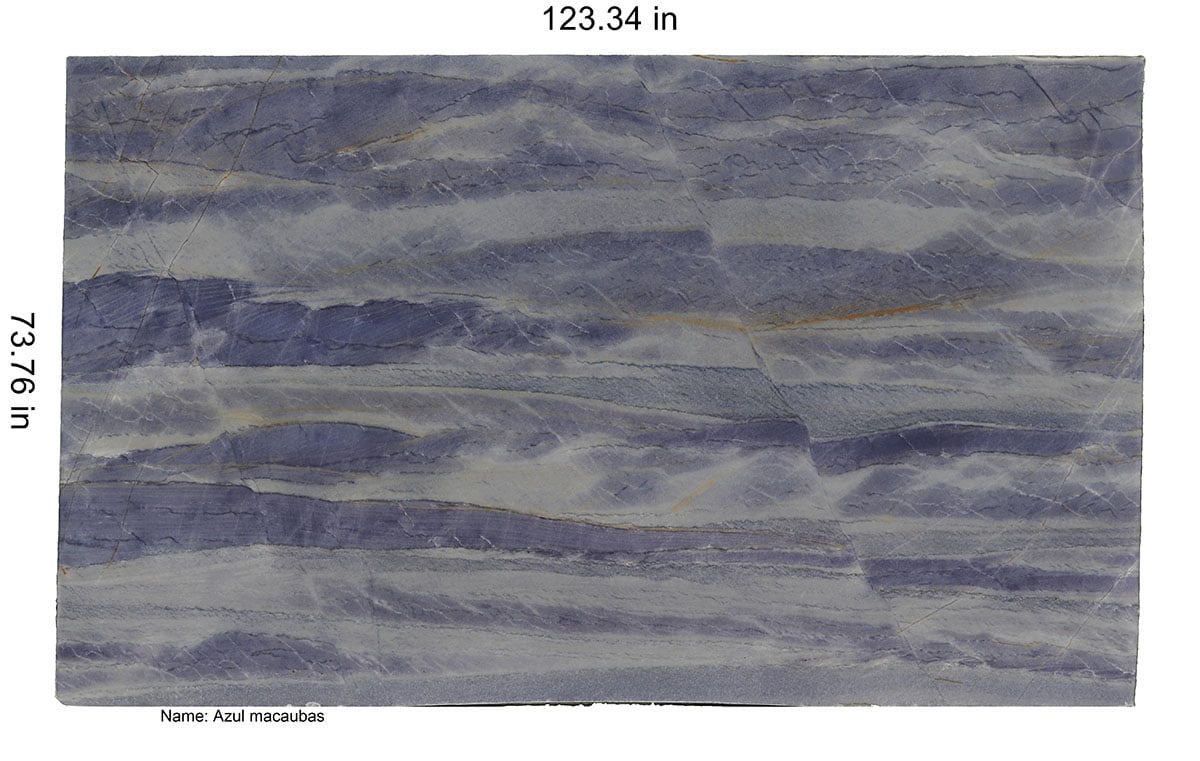 Blue Macaubas quartzite slab with stunning blue and gray tones for premium fireplace surrounds at Granite Guy Inc. Southborough MA