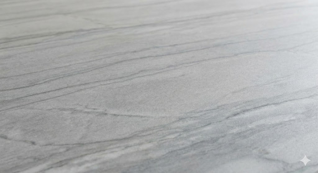A close-up view of a honed quartzite countertop, showing a smooth, velvety, matte texture without any glossy reflections.
