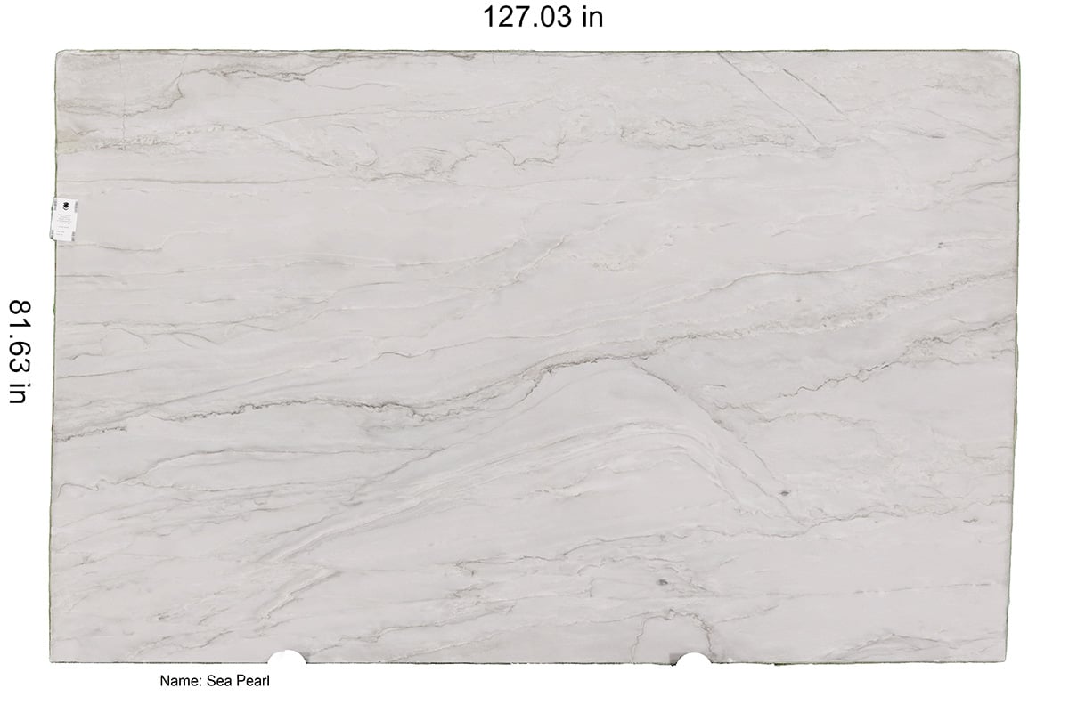 Sea Pearl quartzite slab with gray and silver veining for fireplace surrounds at Granite Guy Inc. Southborough MA