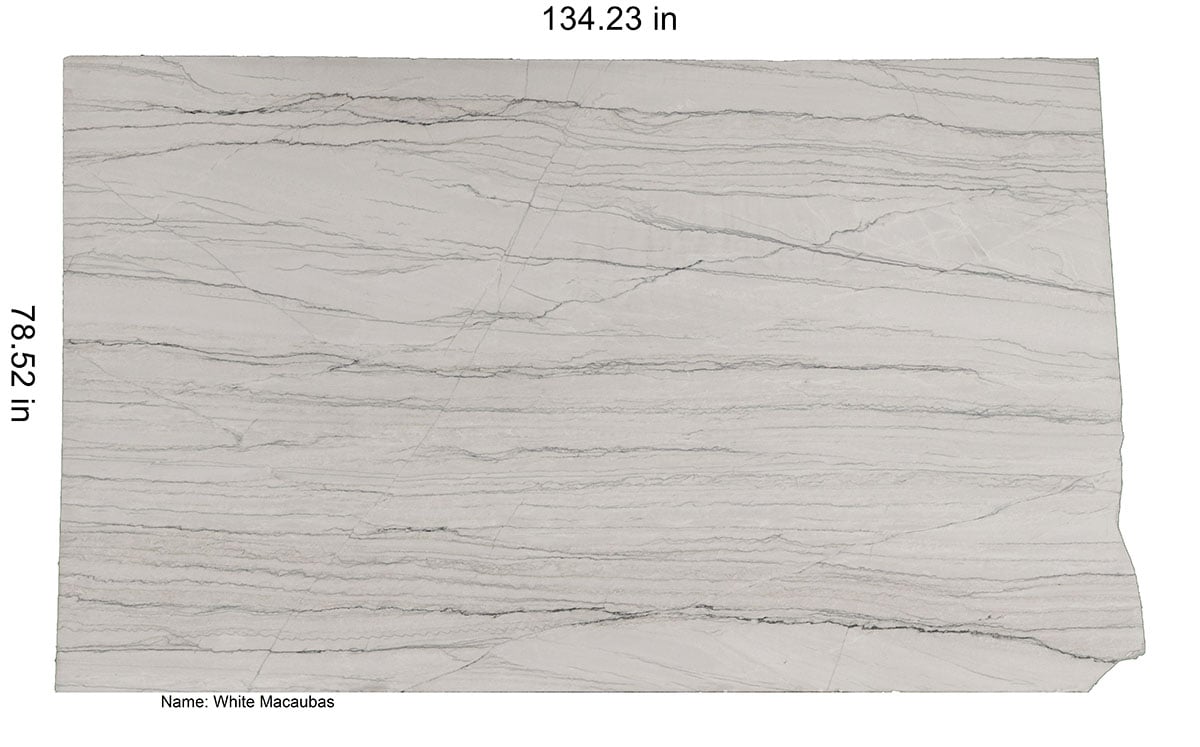 White Macaubas quartzite slab with linear gray veining for minimalist fireplace surrounds at Granite Guy Inc. Southborough MA