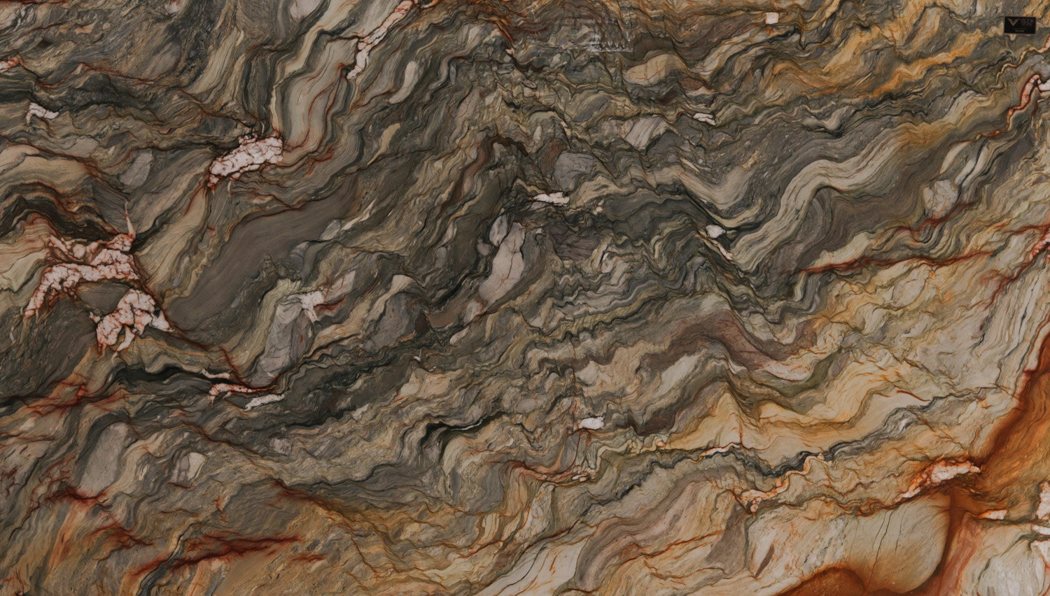 Fusion granite countertops with deep blues, earthy browns, and bold veining, perfect for kitchen countertops by Granite Guy Inc.