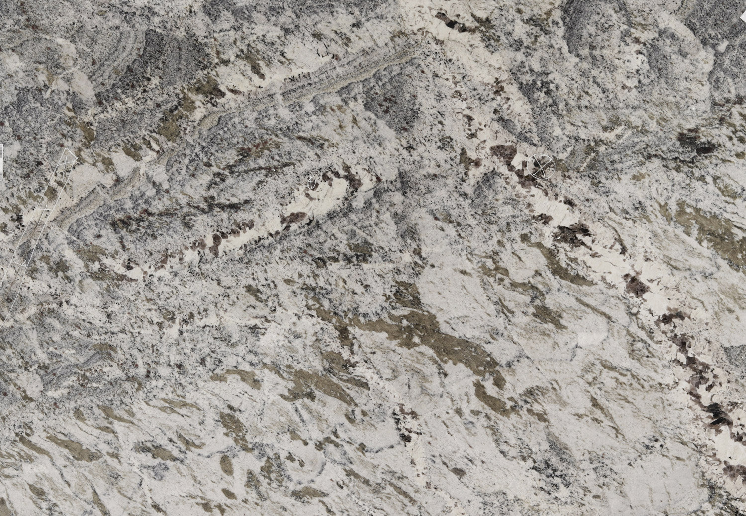 Grey Nuevo granite countertops with a striking mix of white, gray, and earthy tones, perfect for kitchen countertops by Granite Guy Inc.