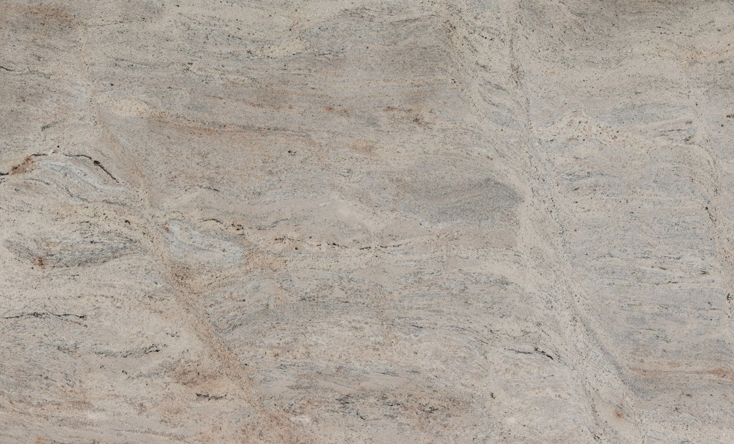 Ivory Fantasy granite countertops with a warm beige base and soft gray and peach patterns, perfect for kitchen countertops by Granite Guy Inc.