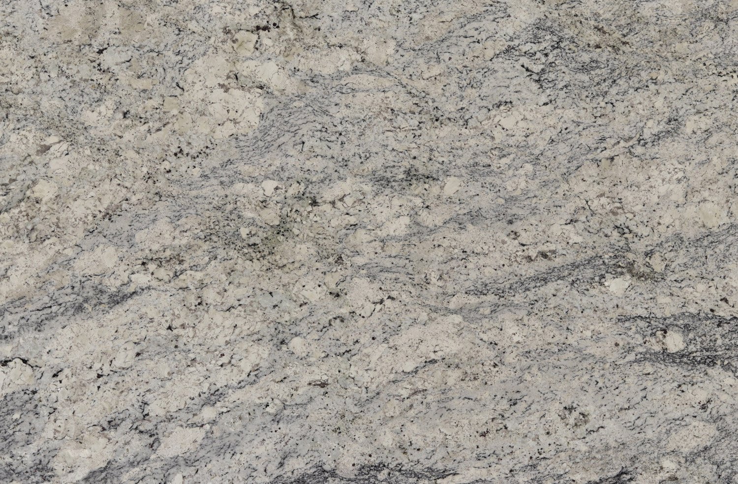 White Ice granite countertops with icy white tones and flowing patterns, perfect for kitchen countertops by Granite Guy Inc.