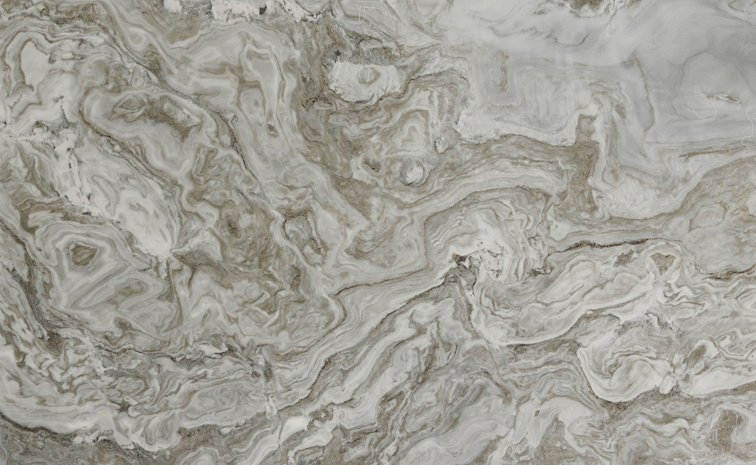 Avalanche marble countertops with dramatic swirling gray and beige patterns, perfect for kitchen countertops by Granite Guy Inc.