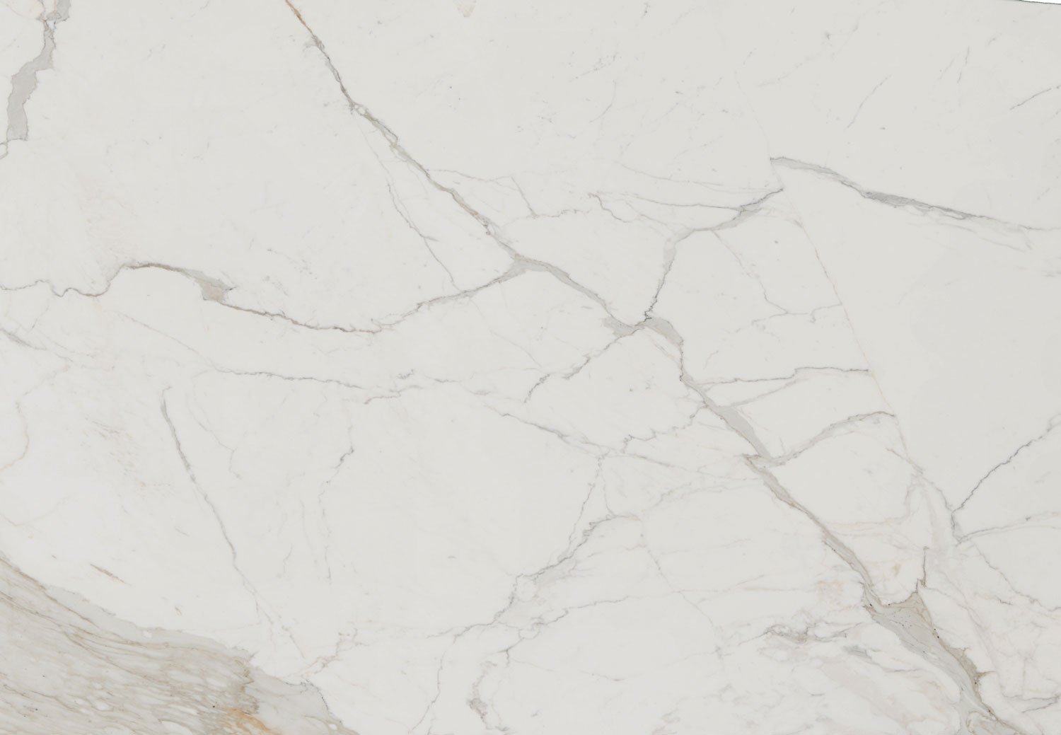 Calacatta Borghini marble countertops with soft white tones and bold gray veining, perfect for kitchen countertops and islands by Granite Guy Inc.