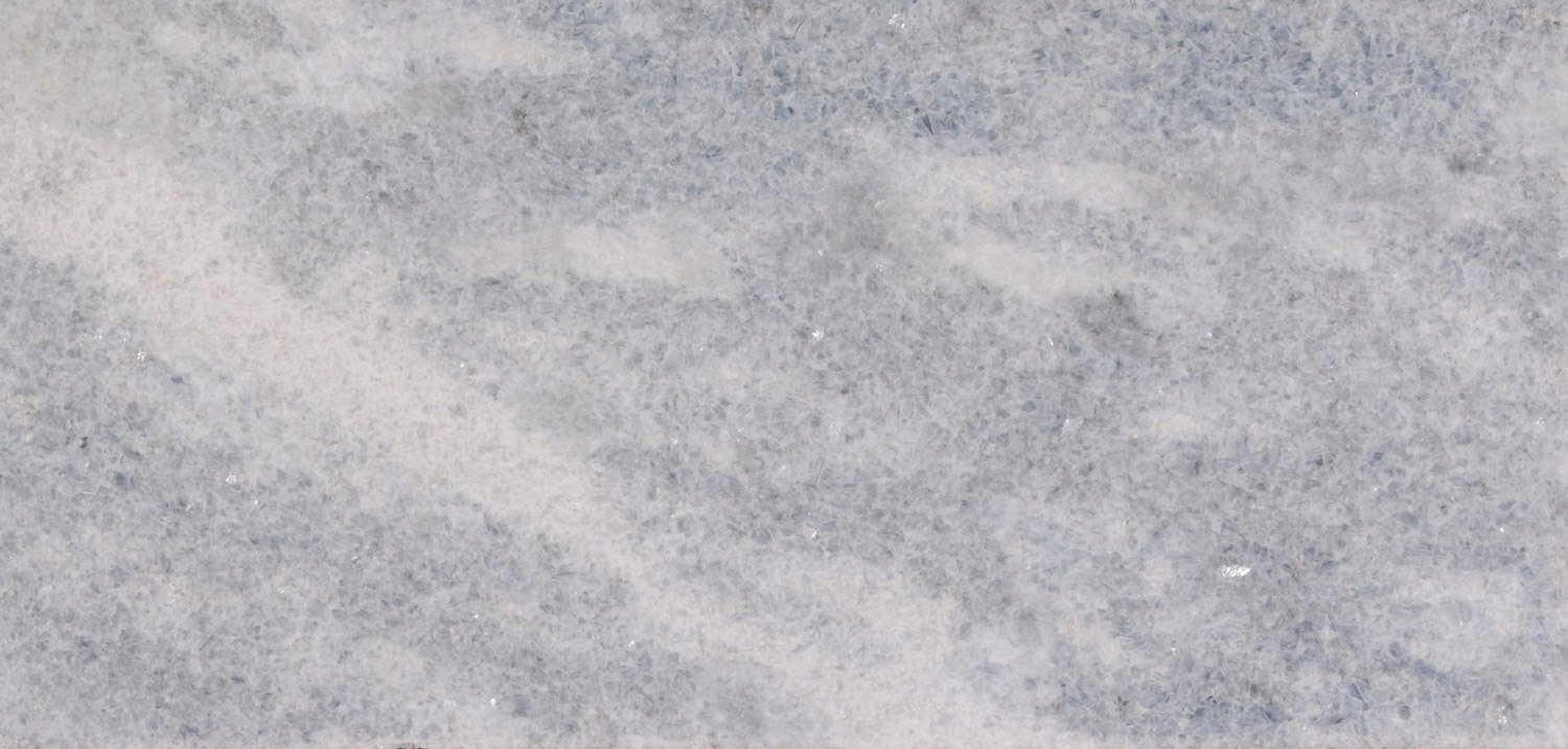Crystaline Blue marble countertops with soft blue and gray tones, perfect for kitchen countertops and bathroom vanities by Granite Guy Inc.