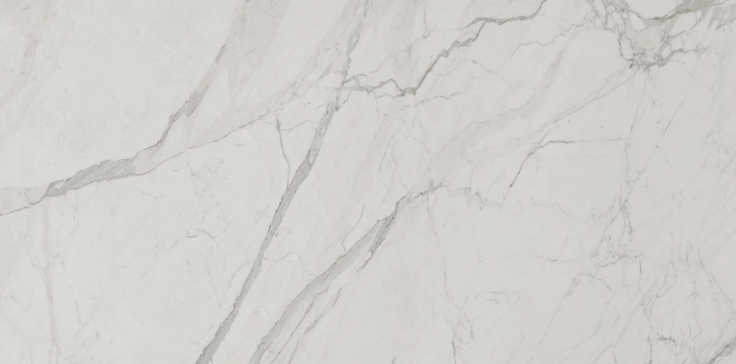 Statuario Borguini marble countertops with a crisp white background and bold gray veining, perfect for kitchen countertops by Granite Guy Inc.