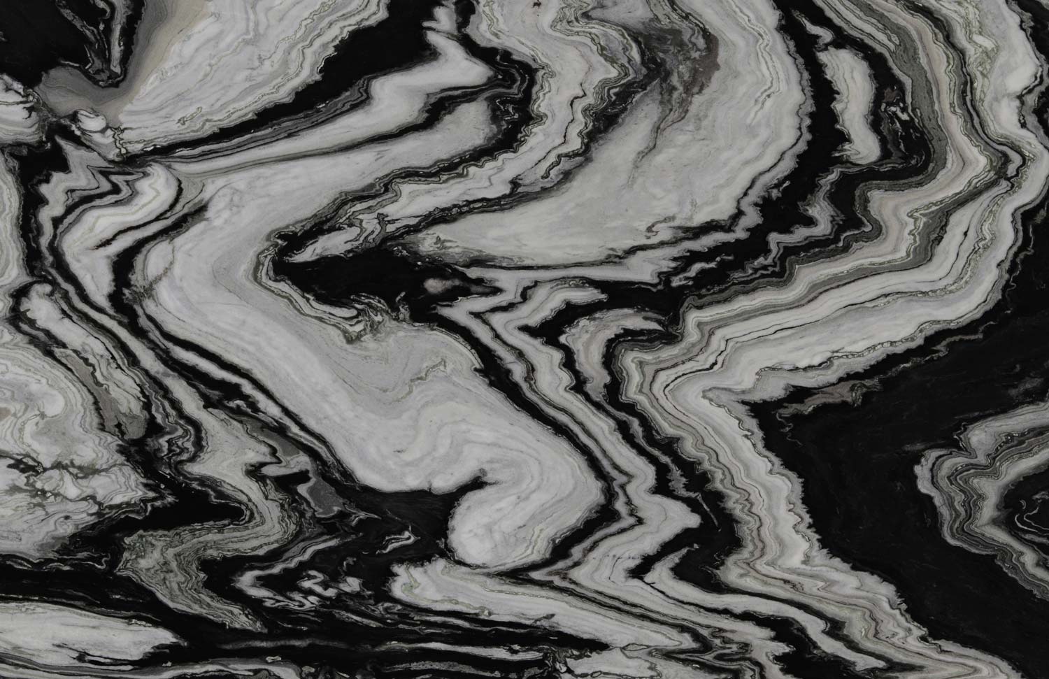 White Panda marble countertops with dramatic black and white flowing patterns, perfect for kitchen countertops by Granite Guy Inc.