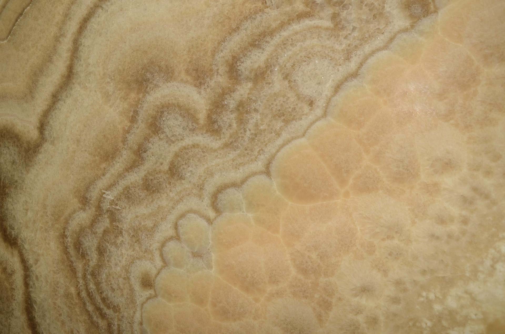 Onyx Cappuccino Bubble countertops in warm beige tones, elegant for kitchen countertops. Onyx by Granite Guy Inc.