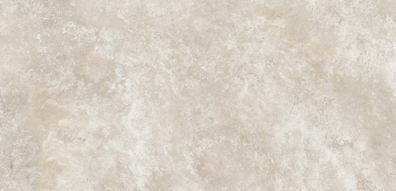 Neolith Rapolano porcelain kitchen countertops in soft beige with creamy travertine texture. Neolith porcelain by Granite Guy Inc.