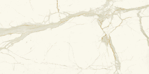 SapienStone Calacatta 4D porcelain kitchen countertops with bold golden veining on a warm white base by Granite Guy Inc.