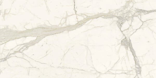 SapienStone Calacatta porcelain kitchen countertops with soft gray and gold veining on a white base by Granite Guy Inc.