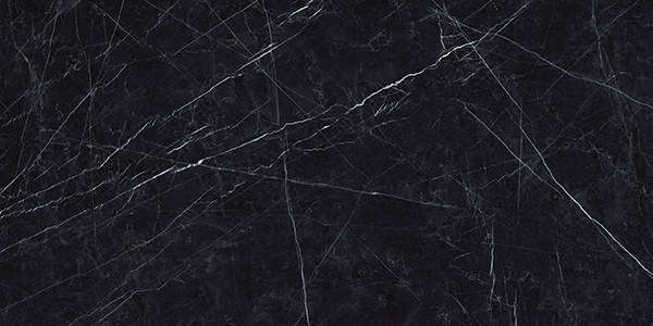 SapienStone Dark Marquina porcelain kitchen countertops with deep black base and bold white veining by Granite Guy Inc.