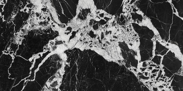 SapienStone Grand Antique 4D porcelain kitchen countertops with bold black and white marble pattern by Granite Guy Inc.