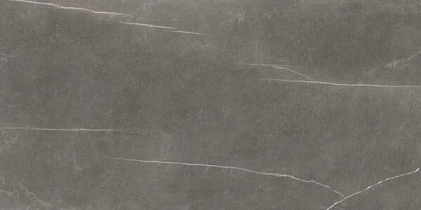 SapienStone Piasentina porcelain kitchen countertops with deep gray base and fine white veining by Granite Guy Inc.