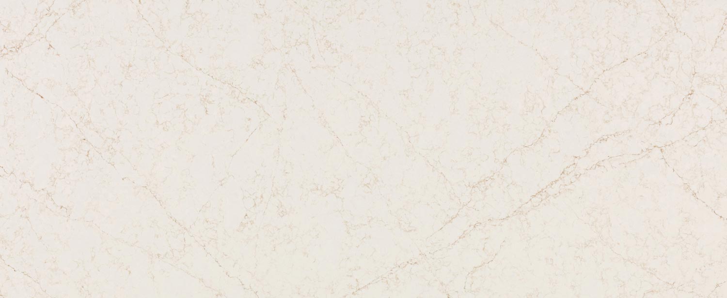 Caesarstone Quartz 5144 Rossa Nova countertops in creamy beige with fine warm marbling, ideal for kitchen countertops. Caesarstone quartz by Granite Guy Inc.