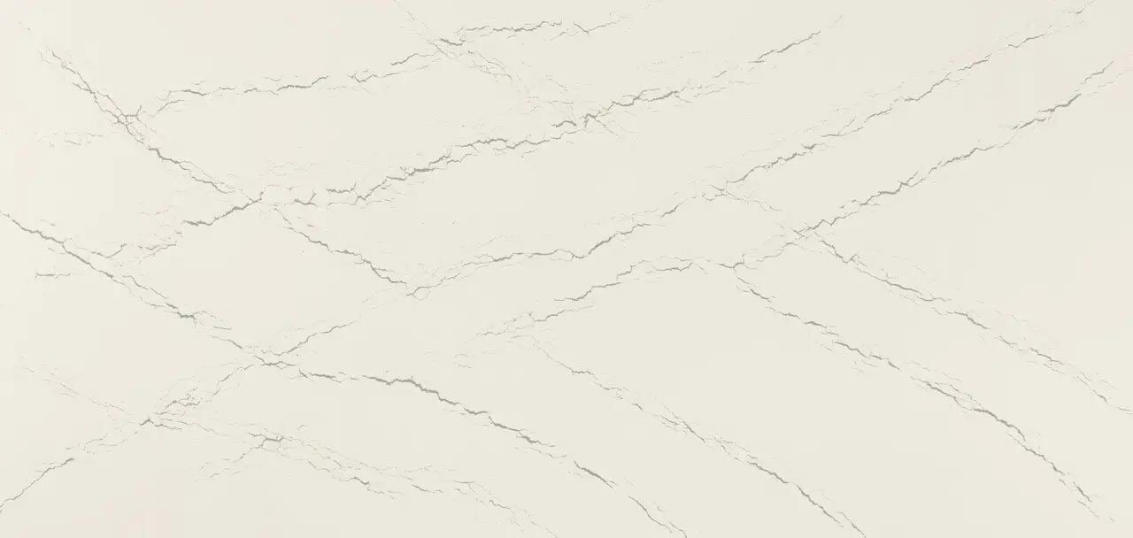 Cambria Quartz Abbey countertops with soft cream tones and delicate veining, perfect for kitchen countertops by Granite Guy Inc.