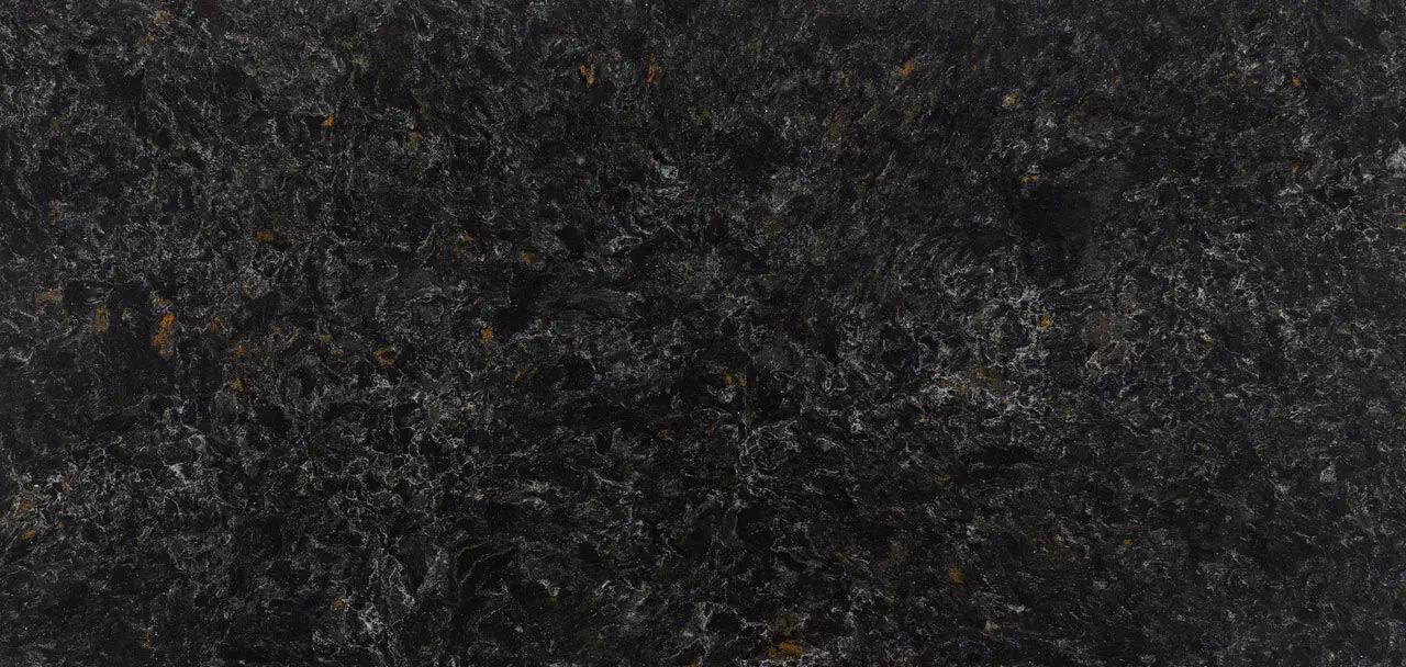 Cambria Quartz Armitage countertops with deep black tones and gold accents, perfect for kitchen countertops by Granite Guy Inc.