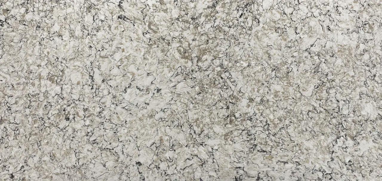Cambria Quartz Bellingham countertops with swirling white and gray patterns, perfect for kitchen countertops by Granite Guy Inc.