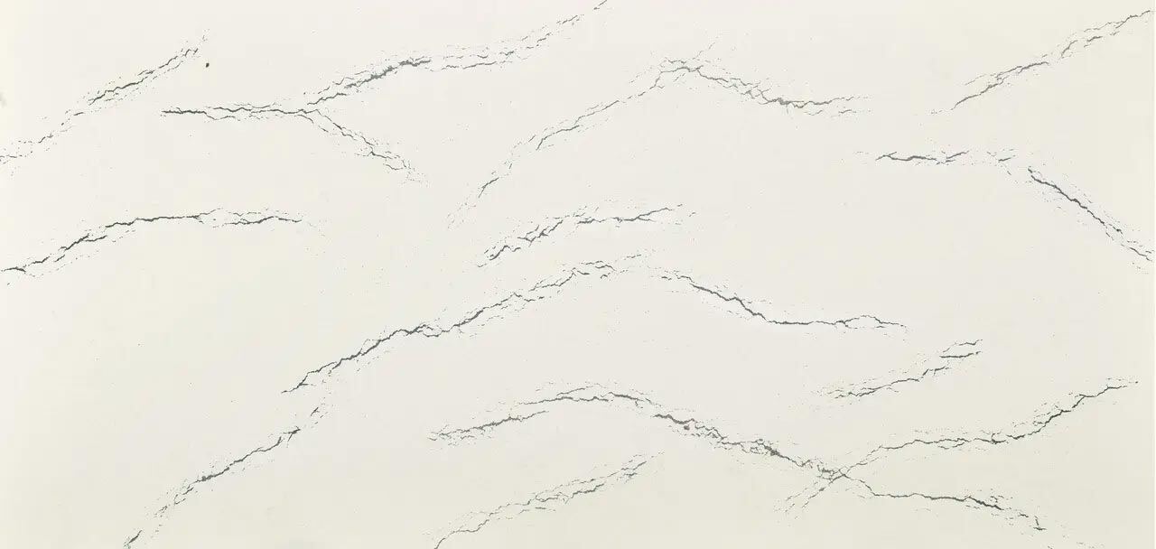 Cambria Quartz Berkshire Steel Satin Ridge countertops with white tones and gray veining, perfect for kitchen countertops by Granite Guy Inc.