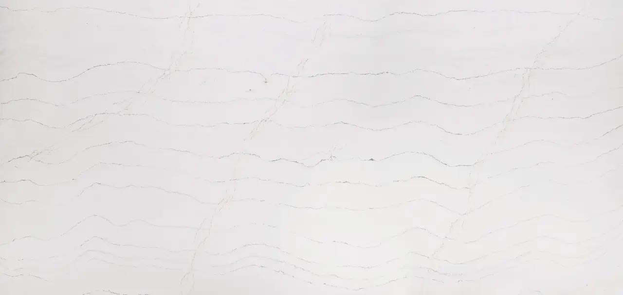 Cambria Quartz Ella countertops with white tones and flowing gray veining, perfect for kitchen countertops by Granite Guy Inc.