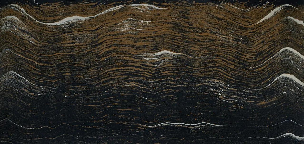 Cambria Quartz Golden Dragon countertops with gold and black patterns, perfect for kitchen countertops by Granite Guy Inc.