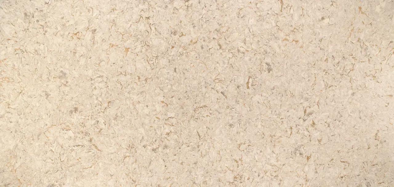 Cambria Quartz Hawkridge countertops with beige tones and golden veining, perfect for kitchen countertops by Granite Guy Inc.