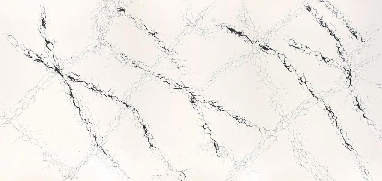 Cambria Quartz Hemsworth countertops with bold black veining on white, perfect for kitchen countertops by Granite Guy Inc.