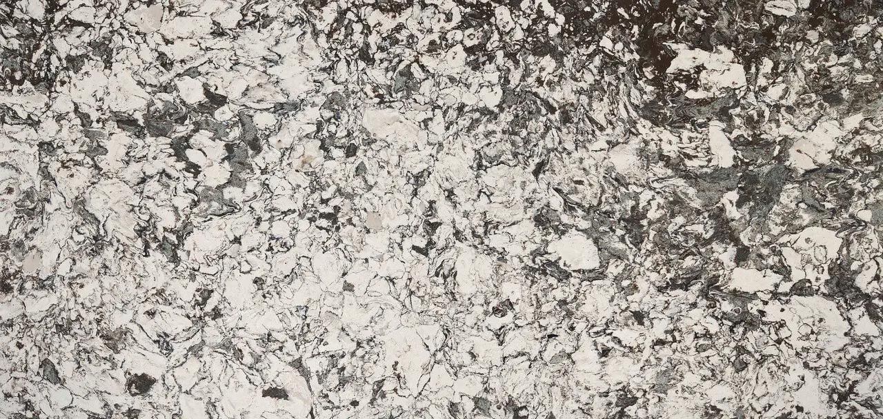 Cambria Quartz Huntley countertops with black and white contrast, perfect for kitchen countertops by Granite Guy Inc.