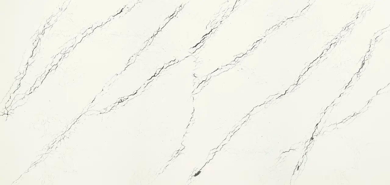 Cambria Quartz Inverness Platinum countertops with silver-gray veining, perfect for kitchen countertops by Granite Guy Inc.