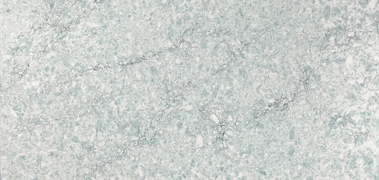 Cambria Quartz Kendal countertops with gray and white tones and branching veining, perfect for kitchen countertops by Granite Guy Inc.