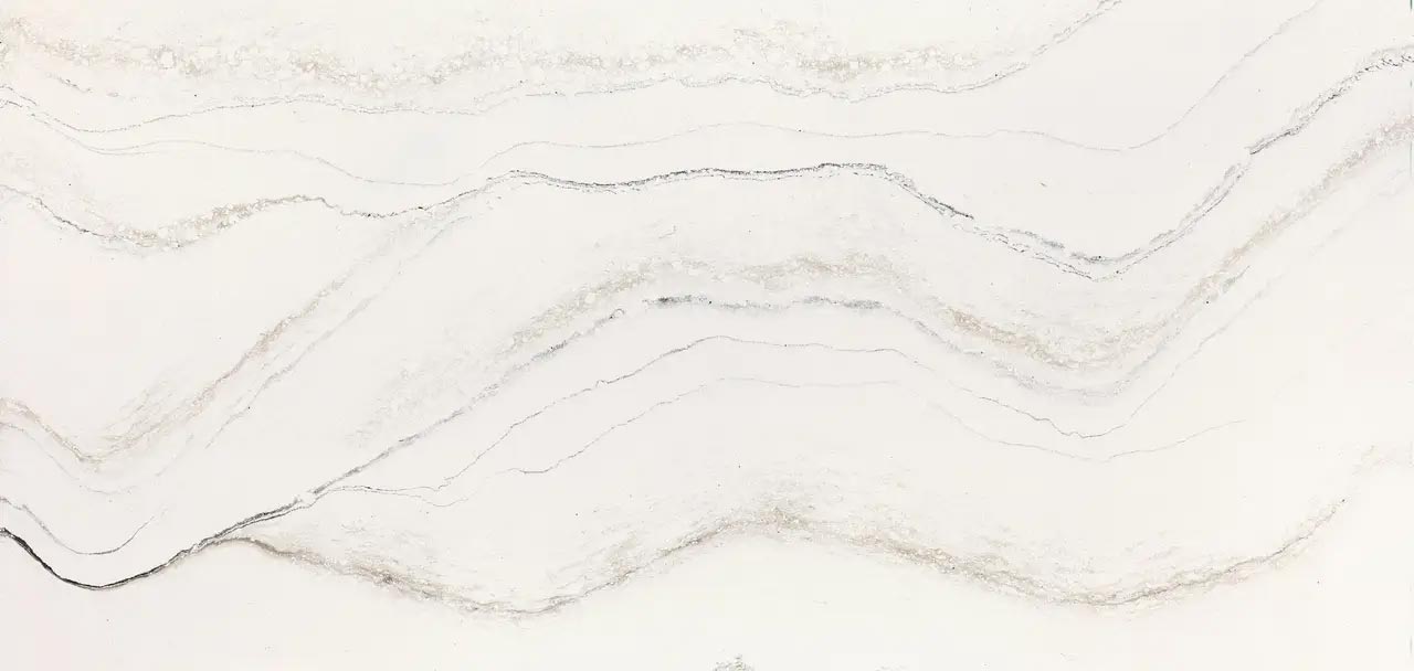 Cambria Quartz Lakedale countertops with gray veining on creamy white base, perfect for kitchen countertops by Granite Guy Inc.