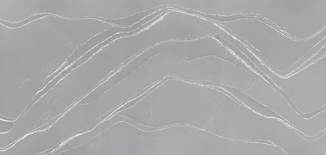 Cambria Quartz Queen Anne countertops with gray base and bold white veining, perfect for kitchen countertops by Granite Guy Inc.