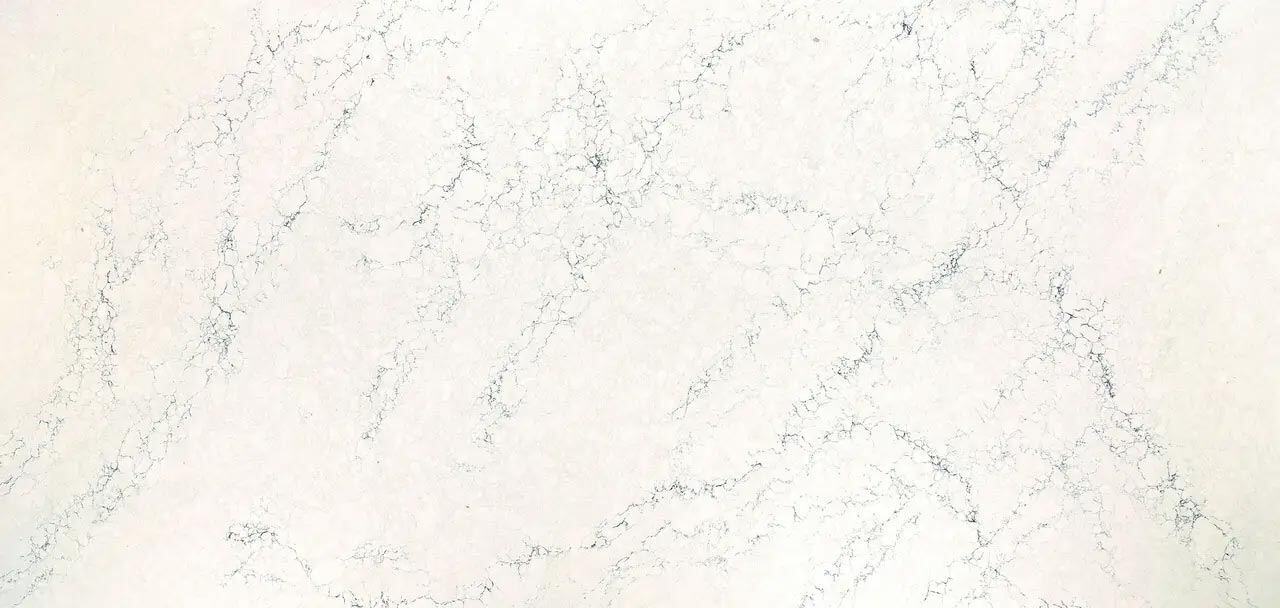 Cambria Quartz Travella countertops with white tones and delicate blue veining, perfect for kitchen countertops by Granite Guy Inc.