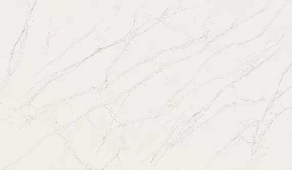One Quartz Calacatta Cathedral countertops in bright white with elegant gray veining, ideal for kitchen countertops. One Quartz by Granite Guy Inc.