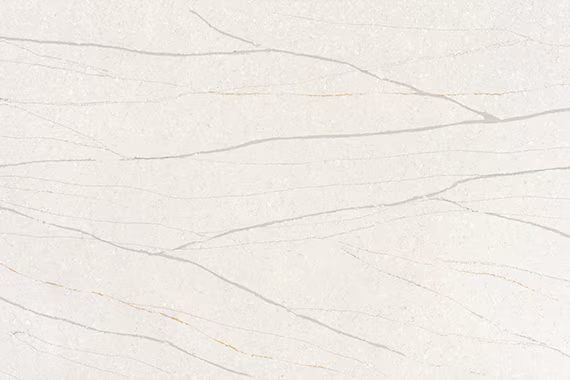 One Quartz Monument White countertops with soft gray veining, ideal for kitchen countertops. One Quartz by Granite Guy Inc.
