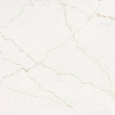 Silestone Quartz Blanc Élyseé countertops with bold warm veining, perfect for kitchen countertops. Silestone quartz by Granite Guy Inc.