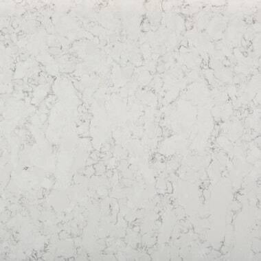 Silestone Quartz Blanco Orion countertops with soft grey veining on a bright white base, perfect for kitchen countertops. Silestone quartz by Granite Guy Inc.