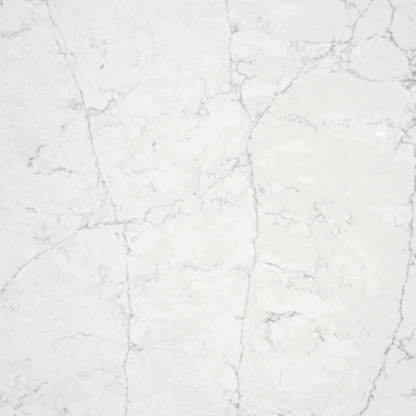 Silestone Quartz Pearl Jasmine countertops with soft grey marble-style veining on a bright white base, perfect for kitchen countertops. Silestone quartz by Granite Guy Inc.
