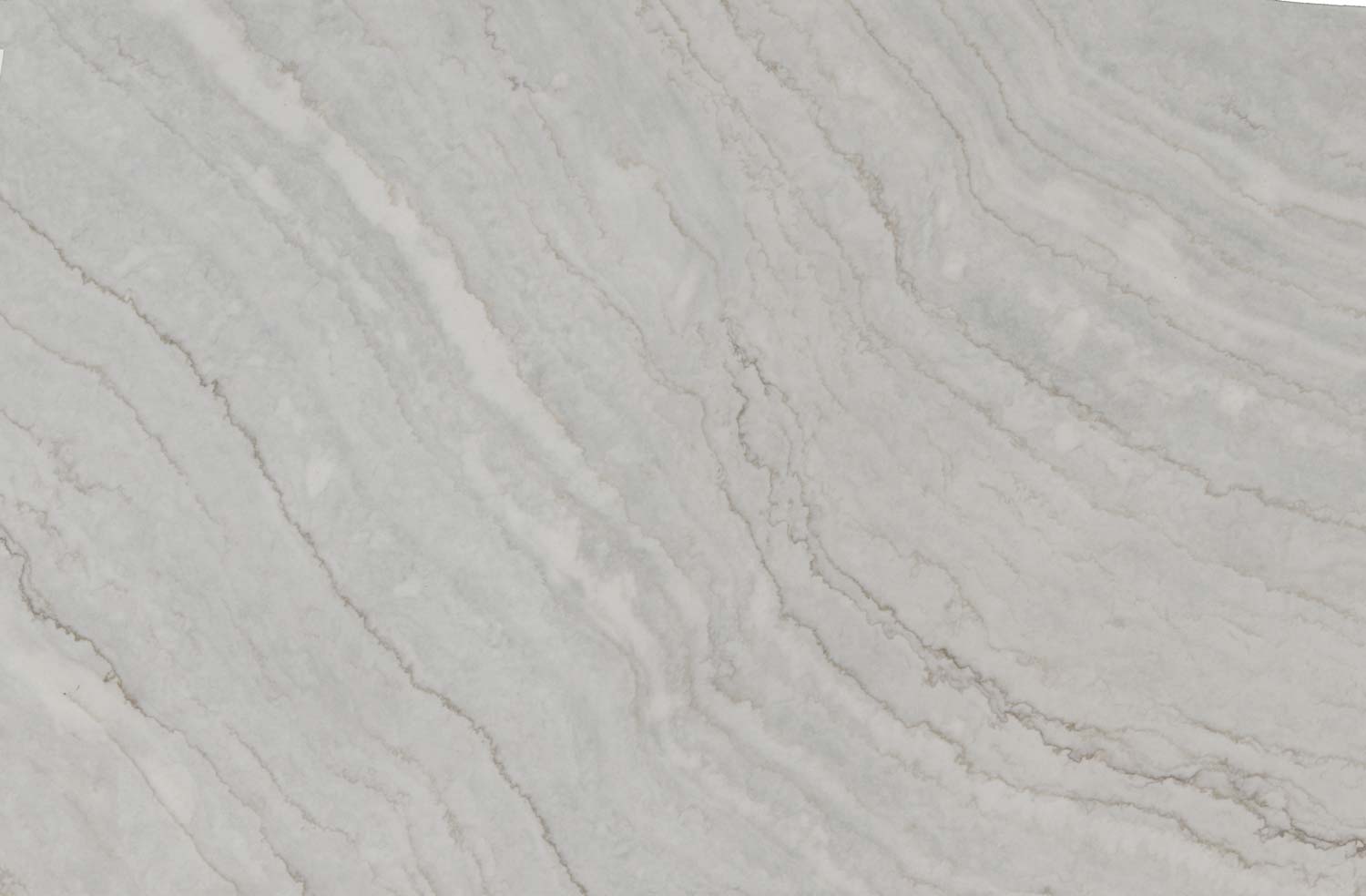 Antarctic White quartzite countertops with soft, flowing patterns in light tones, perfect for elegant and modern kitchen countertops by Granite Guy Inc.