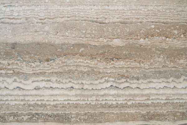 Travertine Dorato countertops with rich layered beige and taupe tones, great for kitchen countertops or showers. Travertine by Granite Guy Inc.