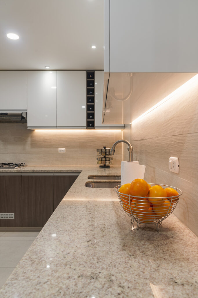 kitchen sink with mixer tap recessed into granite work surface 1 - Granite Guy Inc.